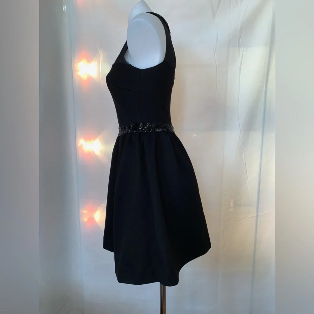 Maje black illusion neckline dress with rhinestones, size 1 (XS-S) - Picture 3 of 8